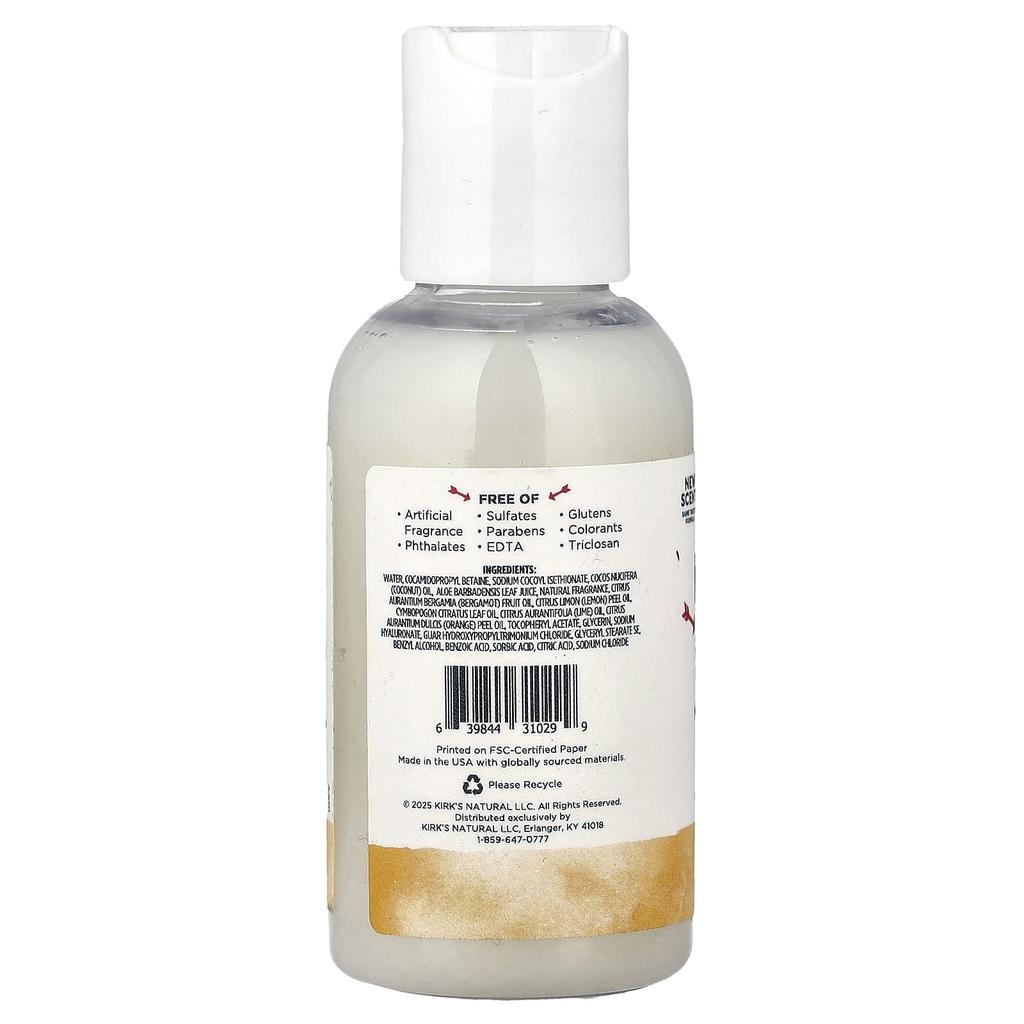 Kirk's 3-In-1 Head to Toe Nourishing Cleanser, Citrus Twist, 60ml (2 fl oz)