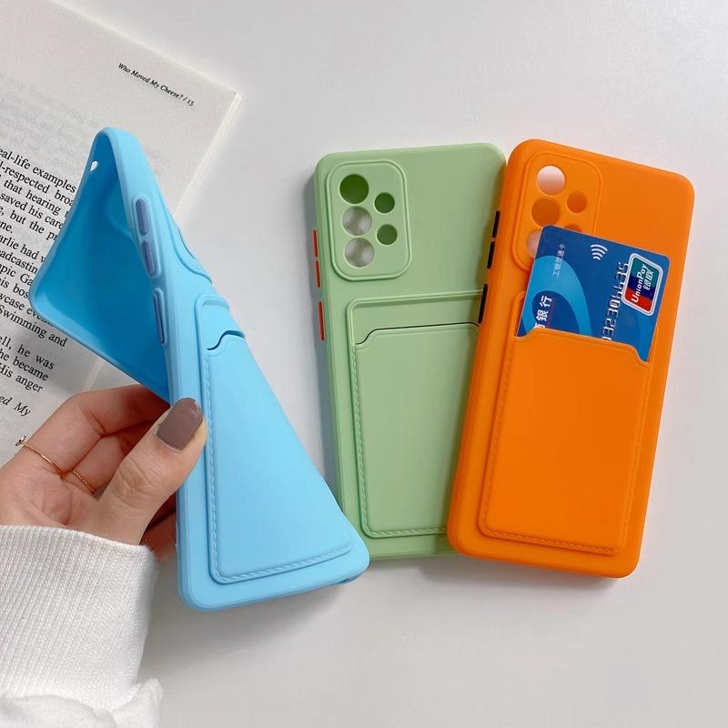 Carteira de silicone de luxo porta-cartões capa de telefone para Samsung Galaxy S24 S23 S22 S21 S20 Ultra Plus furo fino à prova de choque capa macia