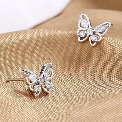New Design Super Sparkling, Gentle, Exquisite and Versatile Butterfly Earrings