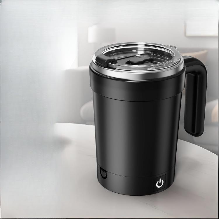 

Smart Temperature Control Magnetic Auto Stirring Cup Electric Portable Coffee Mug Shaker Bottle Fitness Protein Mixer Cup english чорний