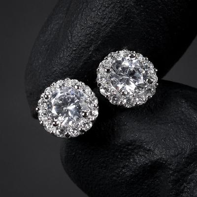 AA Zirkonia Ohrstecker für Damen/Herren Exquisite Partnerohrringe Ausgefallenes Jubiläumsgeschenk Silberfarbe Trendiger Schmuck