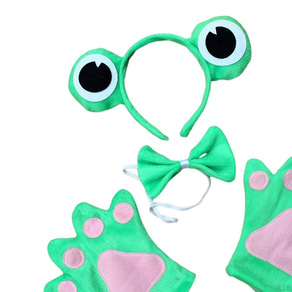 4 Pieces Animals Costume Set Animal Headband Gloves Bowtie and Tail for Stage Performance