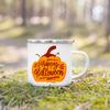 Hello Pumpkin Enamel Mug Halloween Camping Mug Gift For Grandma Mum Nana Autumn Home Decor Hygge Gift Fall Coffee Mug