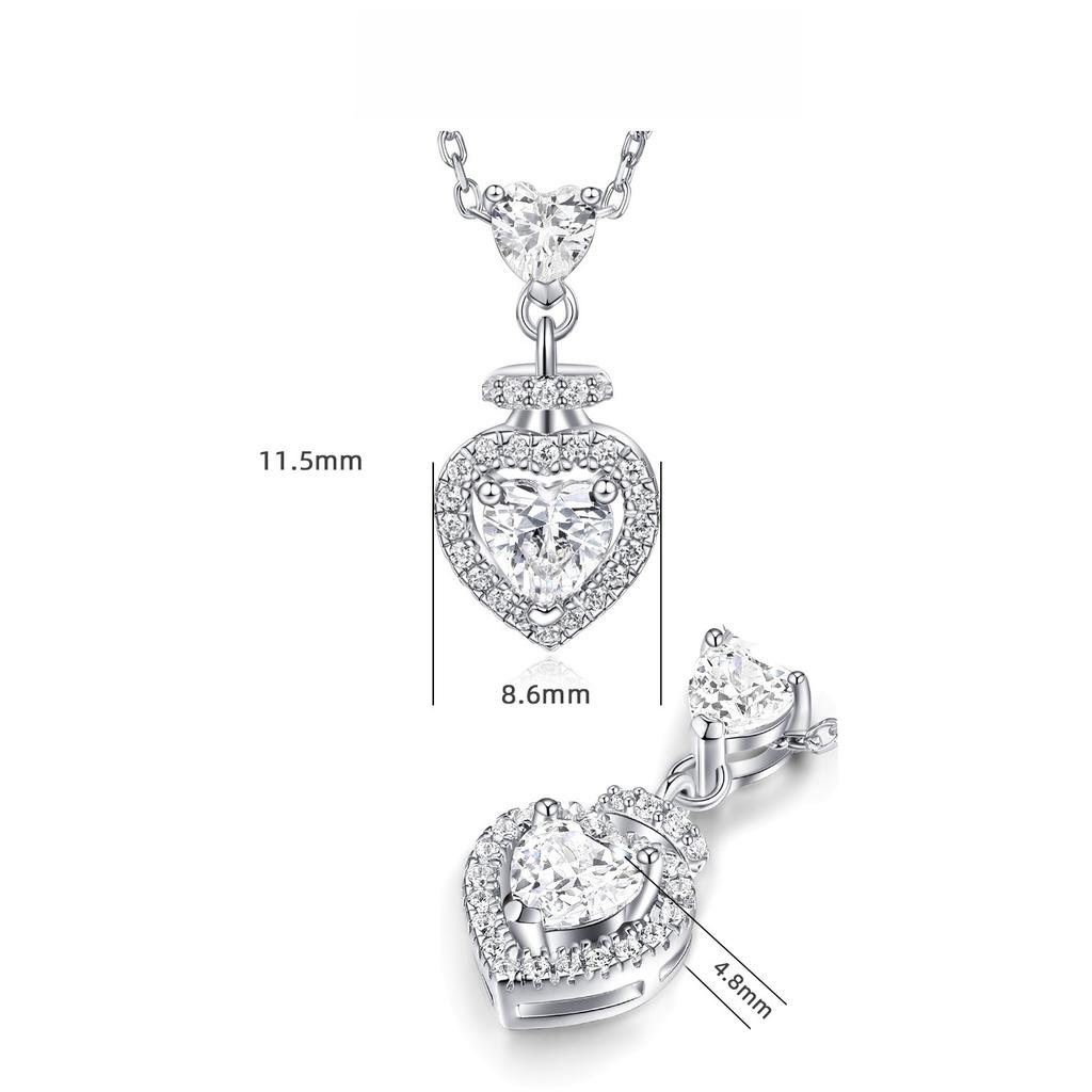 S925 Silver Love Necklace Women's Light Luxury High-end Sense Amazon Cross-border New Product Silver Jewelry Neck Chain Sterling Silver Heart Pendant