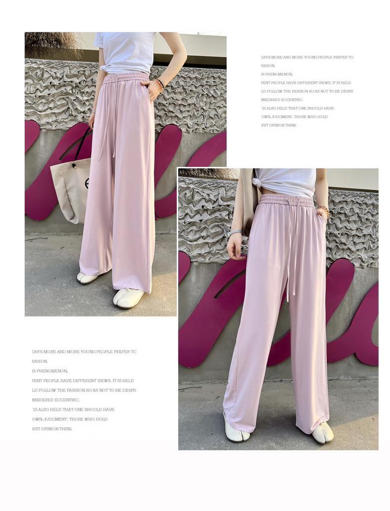 Women's Summer High-Waisted Wide-Leg Slimming Drape Pants - Cool, Casual, Floor-Length, and Loose-Fitting