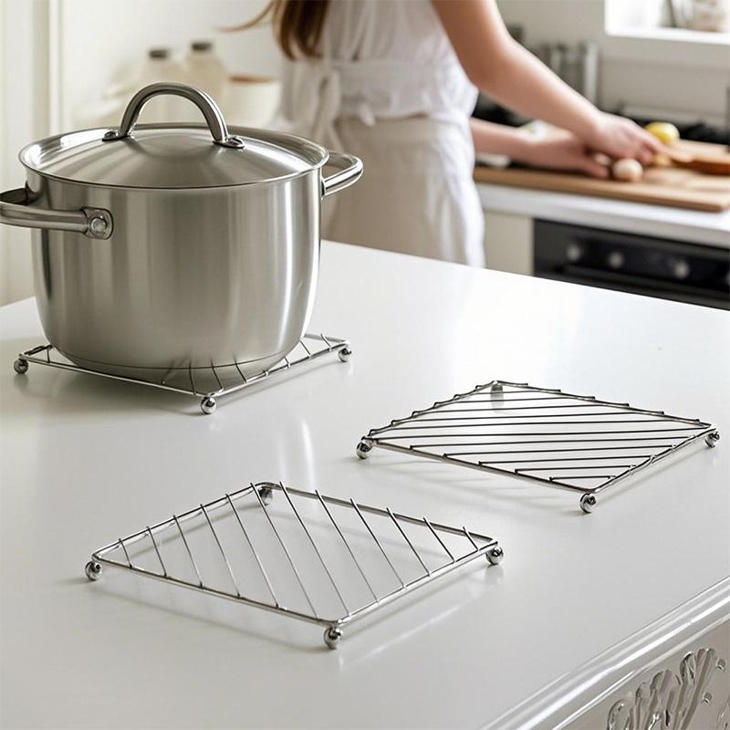 Square Metal Pot Mat Coasters Heat Insulation Pad for Bowl Dish Casserole Hot Pot Table Cookware Holder Placemat Kitchen Tools