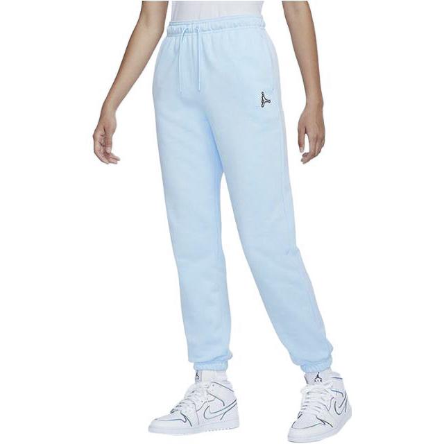 Jordan Logo Print Drawstring Cuffed Mid-Rise Track Pants Women Bottoms Light-Blue DN4576-438