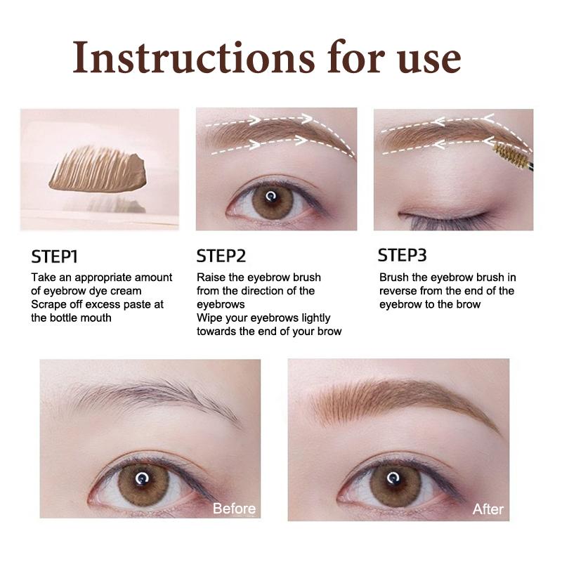 3 Colori Mascara Fissante Lunga Durata per Sopracciglia Crema Colorante Impermeabile Gel Sopracciglia Asciugatura Rapida Con Pennello Bellezza Occhi Trucco