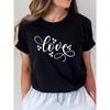 Letter Print T-Shirt, Short Sleeve Crew Neck Casual Top for Summer and Spring, Women'S Clothing