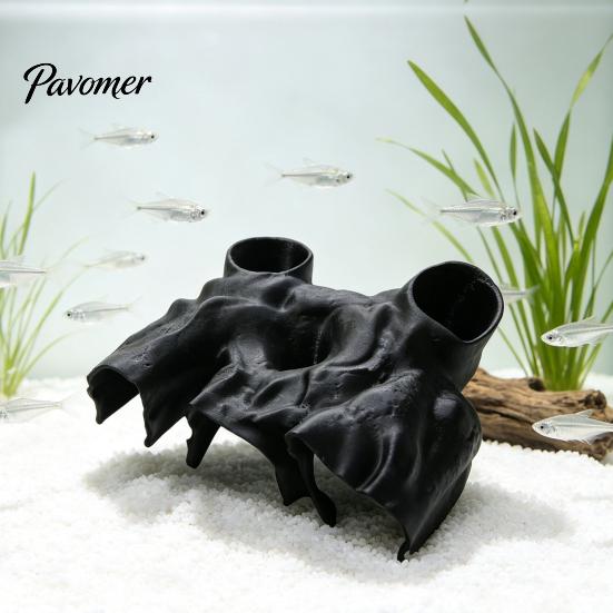 Betta Stress Relief Decor Aquarium Hideout Cave, Under Gravel Fish Tunnel Natural Look, Cave Tank for Betta, Guppy, Shrimp, Small Cichlid Safe Habitat