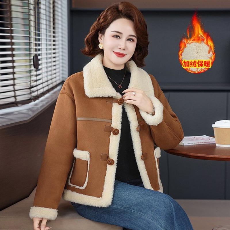 

Женская зимняя шуба из искусственного меха короткая бархатная утолщенная средней длины мех интегрированный пальто зима 2XL recommends 115-67.5 kg коричневый