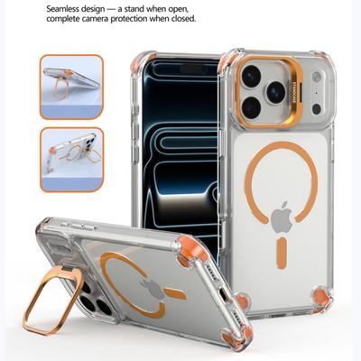 Luxus Magnetische Klare Magsafe Handyhülle Für iPhone 17 Pro Max 17Air 17Pro Glas Linsen Schutz Ständer Anti-Drop Stoßfänger Abdeckung