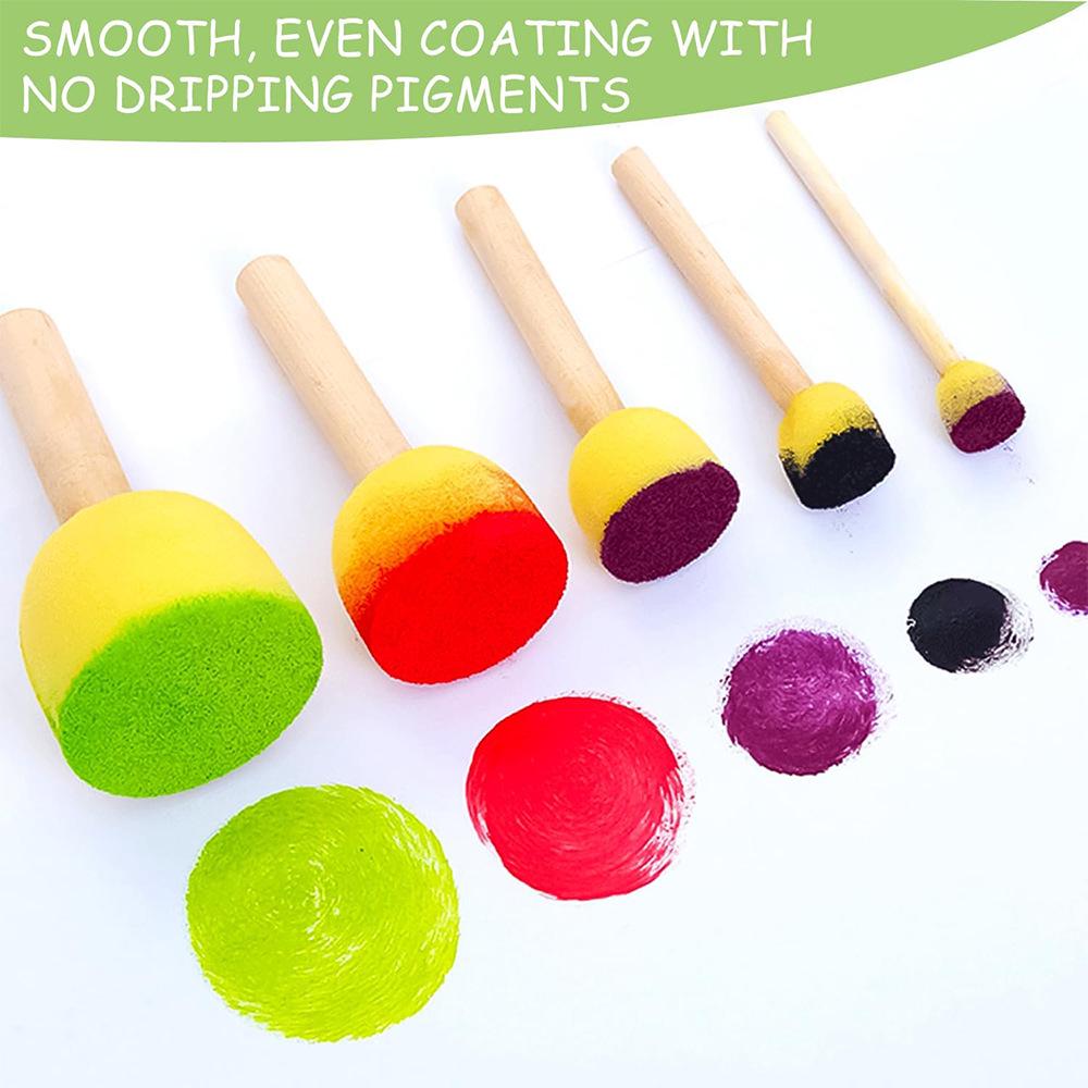 30-Piece Round Sponge Brush Set for Kids’ Art & Crafts