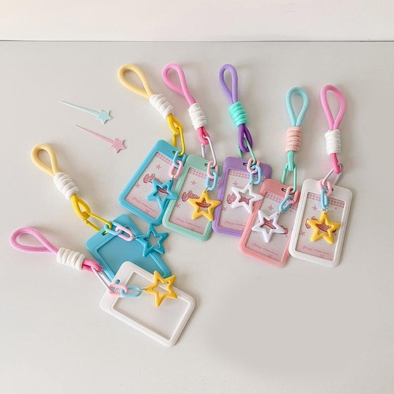 Photocard Holder Keychain Star Photocard Holder ID Cards Protective Sleeve School Stationery Supplies for Women Girls