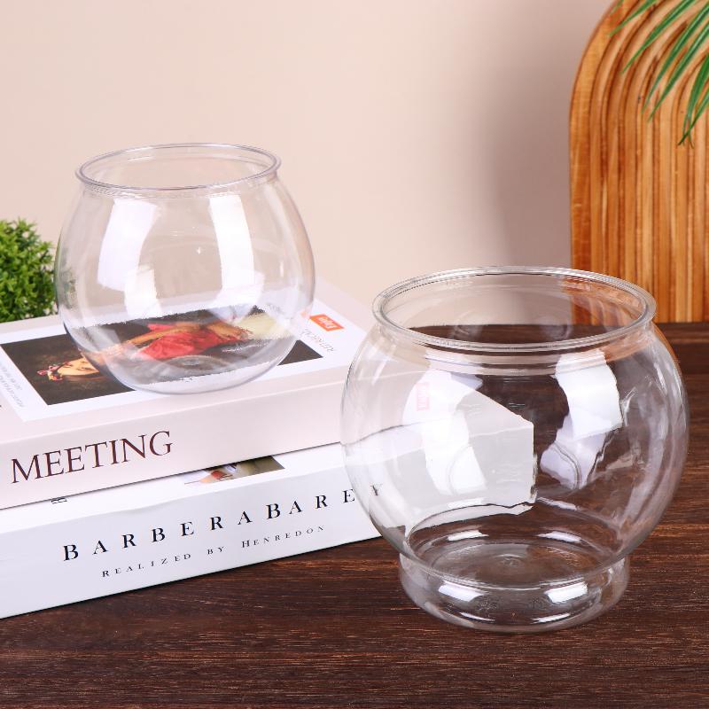 Transparentes rundes Zierfischglas Tragbares Goldfischglas Kleines Fischglas Haustier Kunststoff Leicht Schreibtisch Aquarium Schale Heimdeko