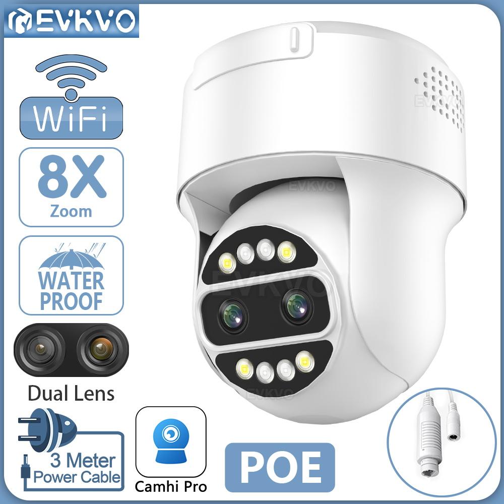 

EVKVO 4MP 2K Открытая PTZ POE + WIFI IP-камера наблюдения с отслеживанием движения Обнаружение людей Почтовый ящик Уведомление о тревоге 8-кратный зум CCTV