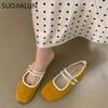Fashion SUOJIALUN 2025 Spring New Brand Women Flat Shoes Fashion Round Toe Shallow Slip On Mary Jane Shoes Soft Flat Heel Baot Shoes