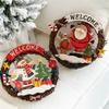 AEE2-Christmas Decoration Props Wreath Holiday Decorations Welcome Doorplate Door Hanging Wall Hanging