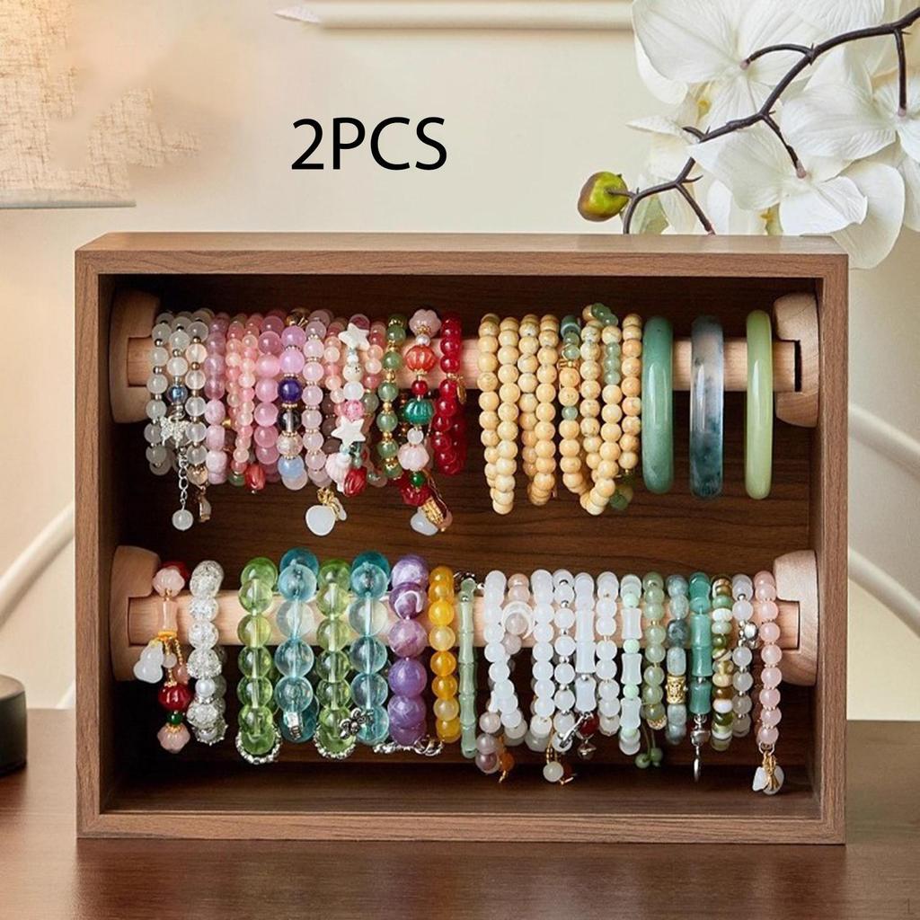 1 Bracelet Holder Organizer Two Levels Necklace Watch Jewelry Wooden And