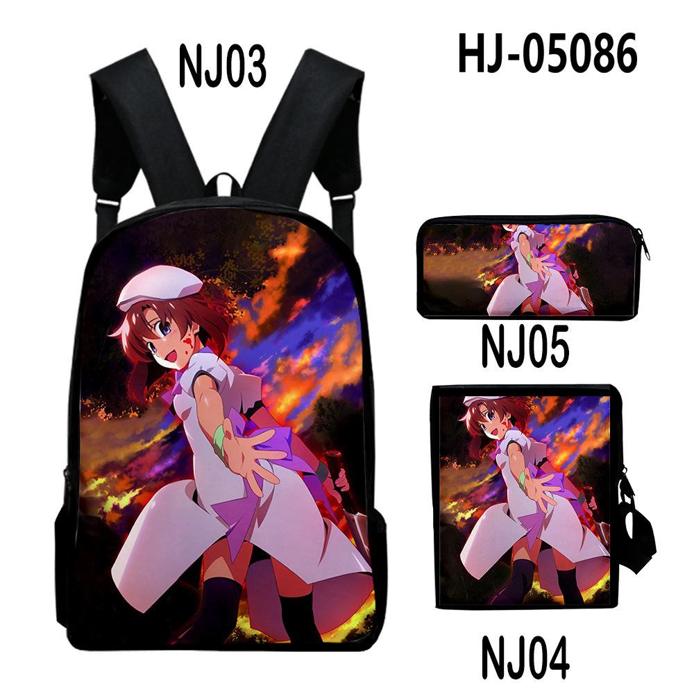 Fashion Novelty When They Cry Higurashi 3D Print 3pcs/Set School Bags Laptop Daypack Backpack Inclined Shoulder Bag Pencil Case