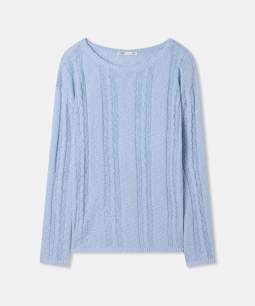 MIXXO See-Through Cable Loose Fit Long Sleeve Knit_Miwkag642T