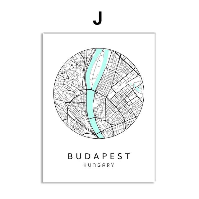 Nordisches minimalistisches Leinwandbild, Weltkarte, Poster, Bosten Landon, New York City, Wandkunst, Heimdekoration, Zitate, kein Rahmen