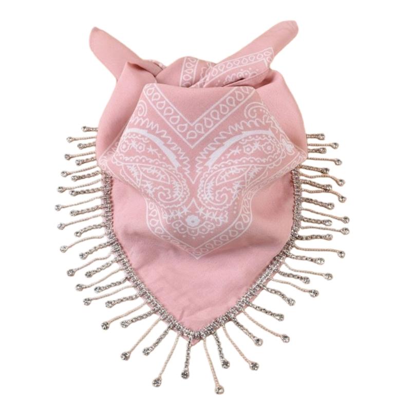 

Fringed Bandana Head Wrap for Party Nightclub Dressingup Neck Scarf Carnivals Party Neckwear Evening Dress Accessories рожевий
