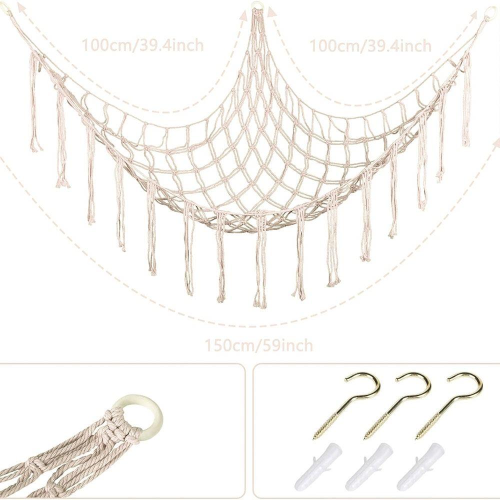 Wall Corner Hanging Storage Net Organizer Woven Triangle Toy Net Creative Mesh Hammock