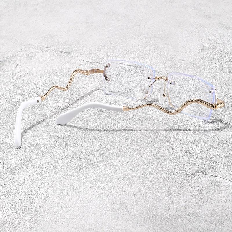Patented design double snake head middle-aged and elderly advanced reading glasses frameless trimmed glasses snake-shaped anti-blue computer mirror
