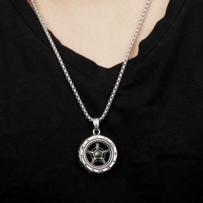 Tire Titanium Steel Necklace Trendy Men's Versatile Simple Spring/summer Date Pendant Couple Accessories