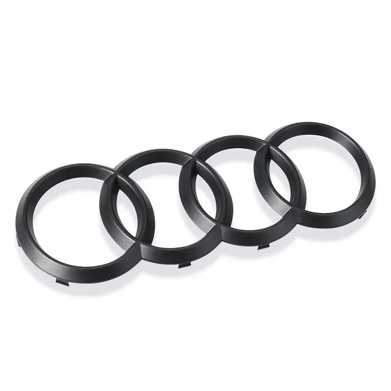 For Audi A3 A4 A5 A6 A7 Q2 Q3 Q5 Q8 TT ABS Black Hood Front Bonnet Grill Rear Trunk Emblem Logo Badge Sticker Decal 4 Ring Logo