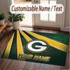 Custom Rug Green Bay Packers Pattern Print Name Text Soft Non‑Slip Floor Carpet for Home Indoor Decoration