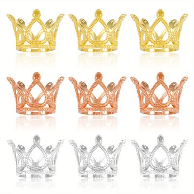 10pcs/Bag Hollow Mini Crown Gold/Silver Color Hole Beads For Rings Jewelry Making DIY Handmade Craft Accessories