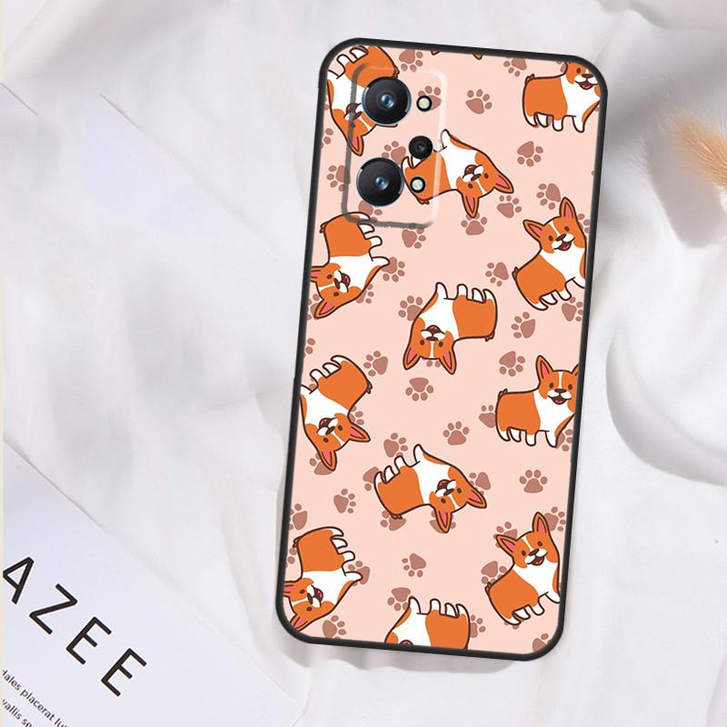 Cartoon Corgi Dog Case For Realme 15 13 12 11 14 Pro Plus GT6 GT7 Pro C55 C15 C35 C33 C61 C63 C65 C67 C71 C75