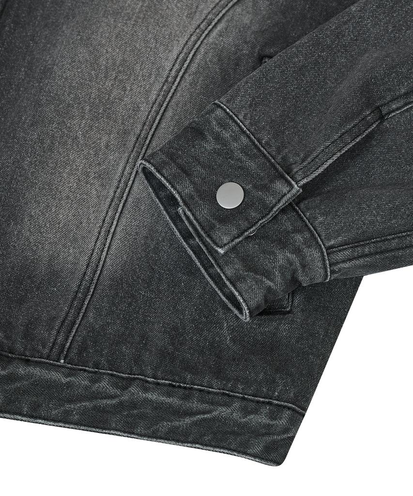 Standarderror 87-Stan117 [Basic] Vintage Washed Racer Denim Jacket Vintage Black