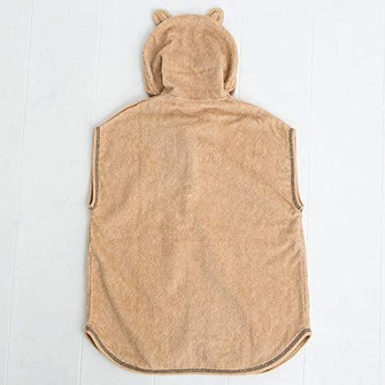 pompkins BABY Organic Cotton Bath Poncho Made in Japan Y-1344 100% [Rabbit/Bear/Frog Series] (Bear)