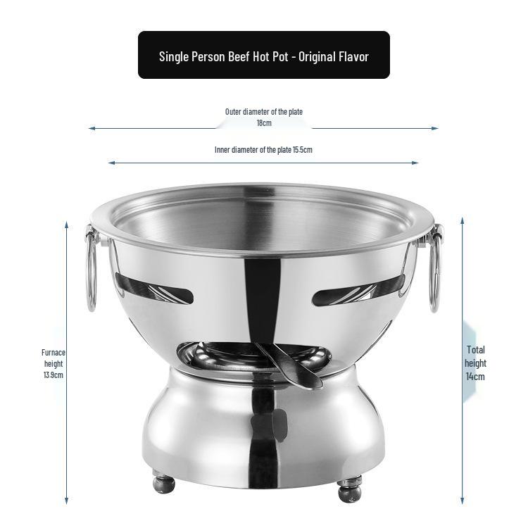 304 Stainless Steel Single-Serving Hot Pot for Shabu Shabu