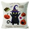 New Halloween Pillow Cartoon Cat Linen Printed Pillow Cover Nordic Funny Decorative Cushion