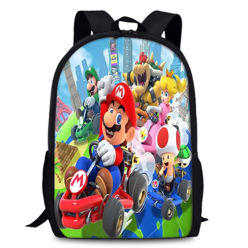 Mario Super Bros School Backpack Large Capacity Oxford Schoolbag Kids Gifts