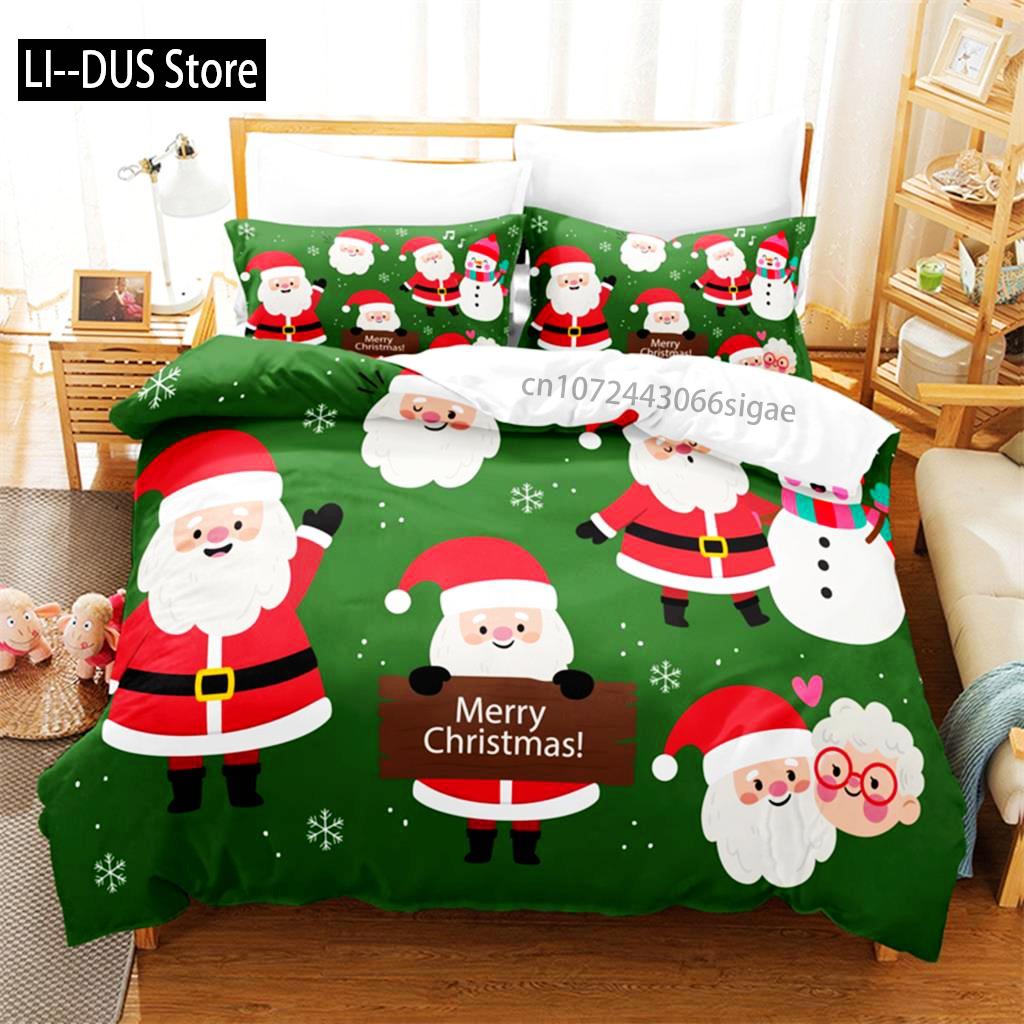 Comforter Cartoon Santa Claus Bedding Set 3D Bedding Digital Printing Queen Size Bedding Set Fashion Design