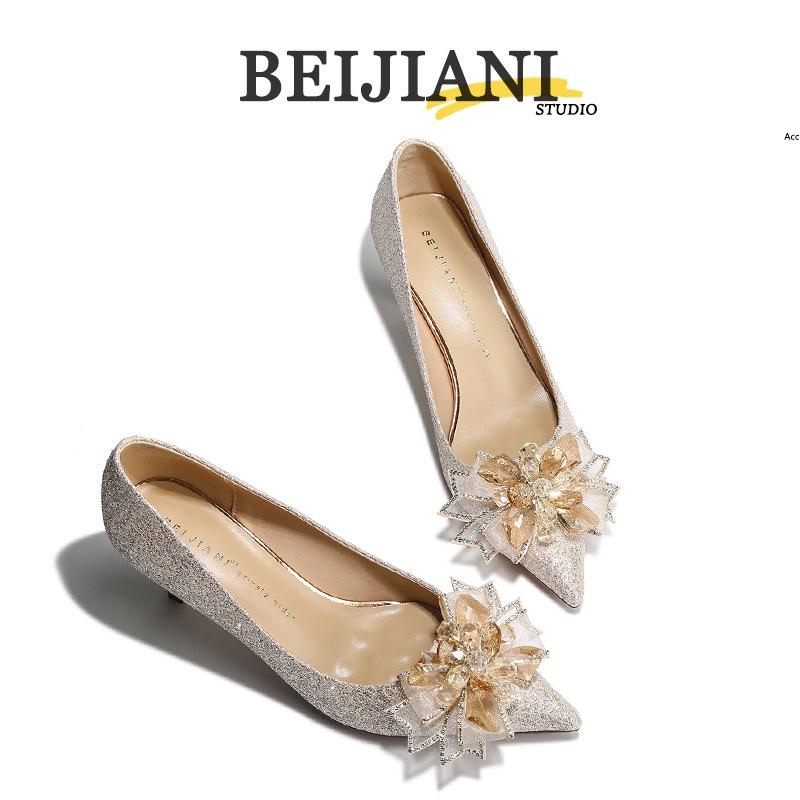 BEIJIANI Crystal Bow Stiletto Wedding & Bridesmaid Heels