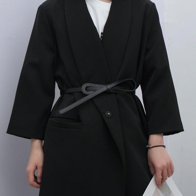 

Chic Womens Thin Waist Belt With Knot Accent Available In Black Coffee And Beige Colors A207 Black