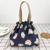 Japanese Cute Bento Bag Tote Handheld Canvas Lunch Bags Cartoon Anime Drawstring Bag Portable Foldable Holds Two Lunch Boxes
