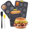 3/4/6/9 Cups Silicone Hamburger Bun Mold, Nonstick Hamburger Bun Pans, Heat Resistant Homemade Hamburger Bread Baking Mold
