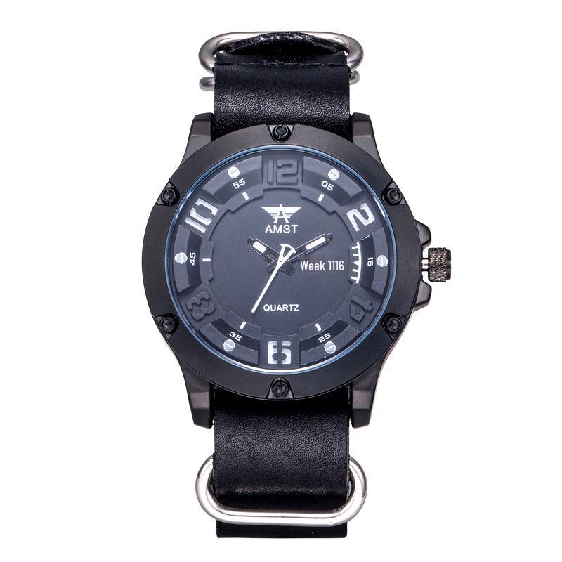 AMST Aimeishi Relógio de Quartzo Esportivo à Prova d'Água Fashion com Mostrador Grande Retrô e Calendário