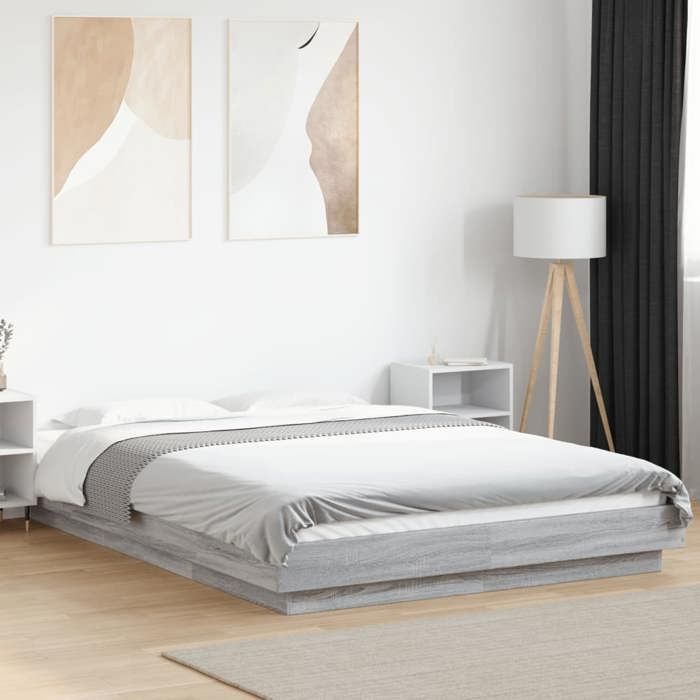 VidaXL Cadre de lit sonoma gris 120x190 cm bois d'ingénierie, meuble de chambre à coucher, sommier, lit de palette, lit, lit 3281236
