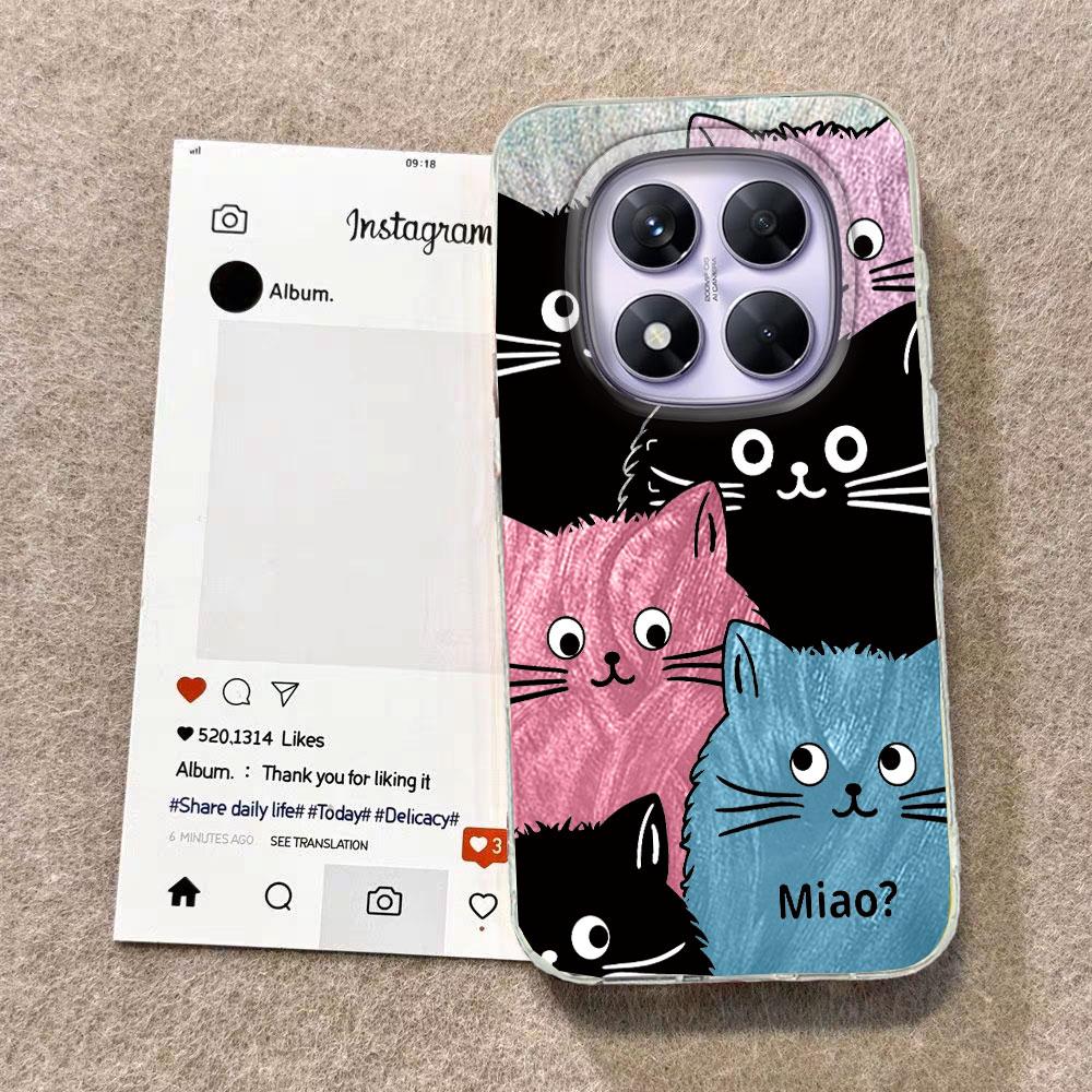MultMultiple ones Gradient Colored Cat Phone Cases For Xiaomi Redmi Note 14 13 Pro 14C 13C A5 A3 14t Silicone Couple Funda Cover