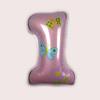 40" Bear & Butterfly Number 1 Balloon Birthday Decoration
