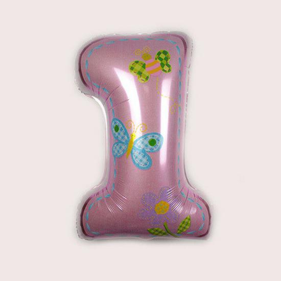 40" Bear & Butterfly Number 1 Balloon Birthday Decoration