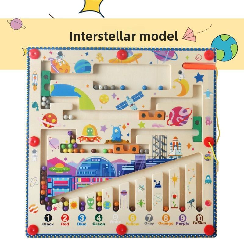 

Wooden Color Recognition Educational Toy Maze With Magnetic Counting Board For Children Learning Galaxy